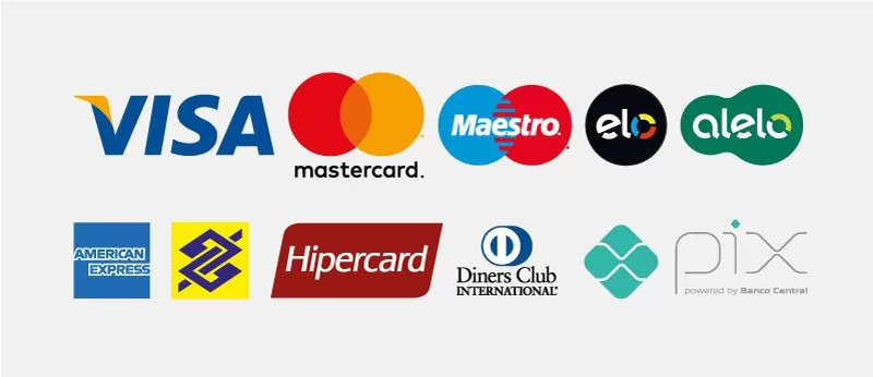 Visa, Mastercard, Pix